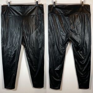 Boutique High Rise Faux Patent Leather Pull On Legging Pants Plus Size Glossy